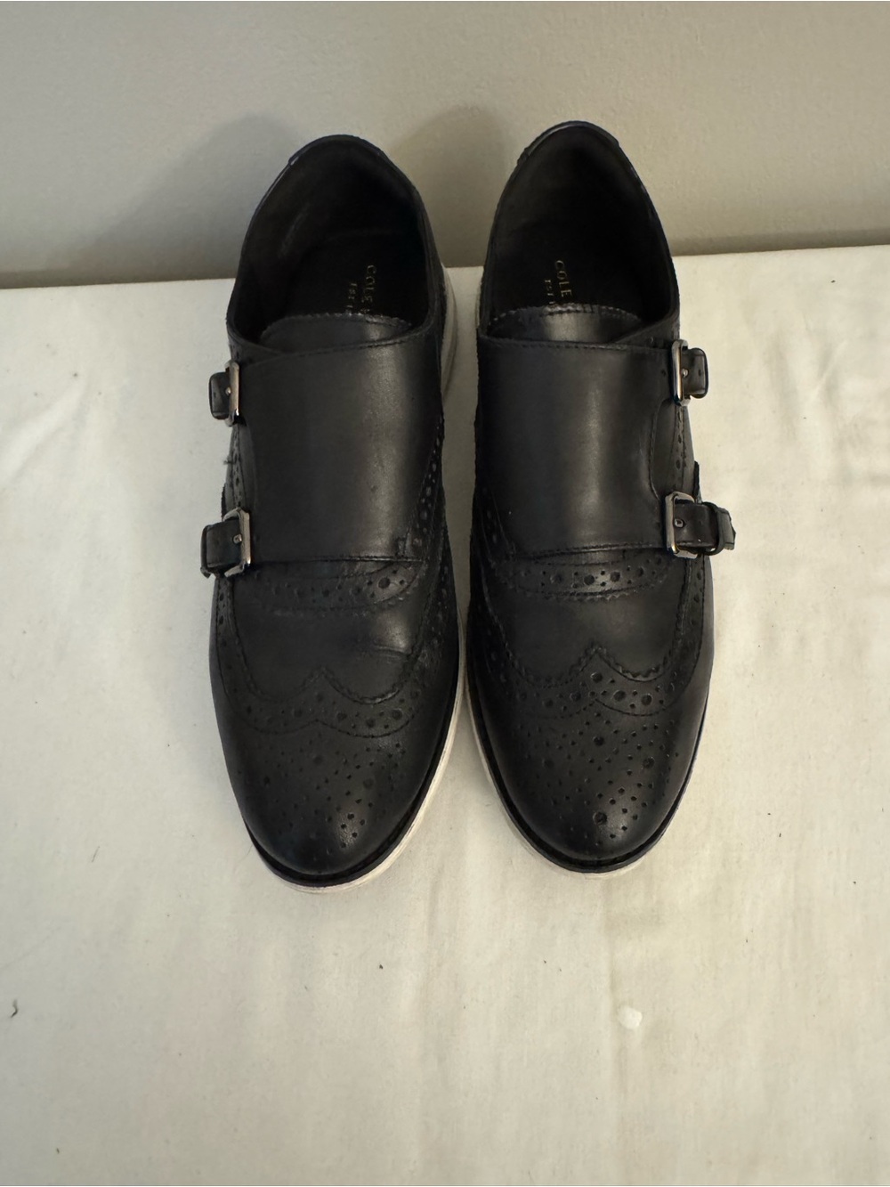 Cole Haan Black Double Monk Wingtip Oxfords Womens Size 9